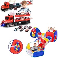 5pc Ball Pit, Play Tent and Tunnels | Transporter Truck Toy Set
