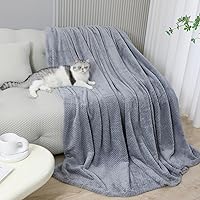 Bedding Flannel Fleece Blanket for Couch Sofa Living Room Microfiber Soft Cozy Lightweight Plush Blankets (Grey,50