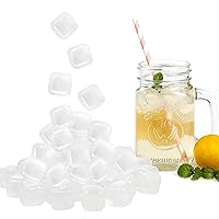 Reusable Ice Cube Plastic Ice Cubes 65 Pack White Refreezable Ice Cubes for Drinks, Whiskey, Vodka or Coffee, Washable Fake Ice Cubes Chill Drinks Without Diluting &Melting