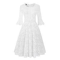 Women Wedding Dress Lace Bridesmaid Vintage Formal Cocktail Party Swing Dresses