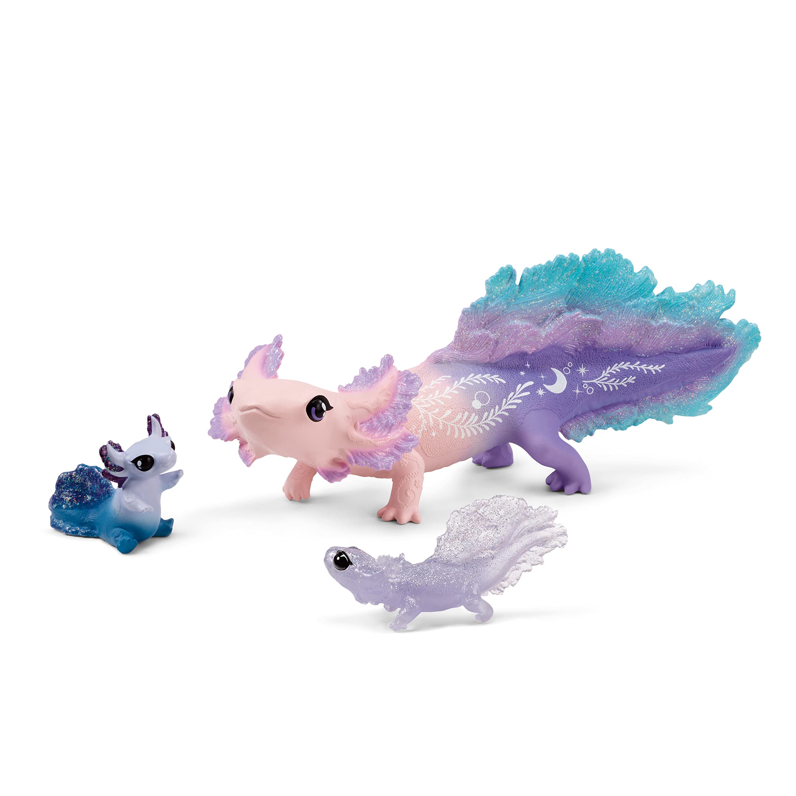 Schleich bayala, 3-Piece Set. Axolotl Salamander Toys for Girls and Boys, Axolotl Discovery Playset with Mom and Babies, Ages 5+