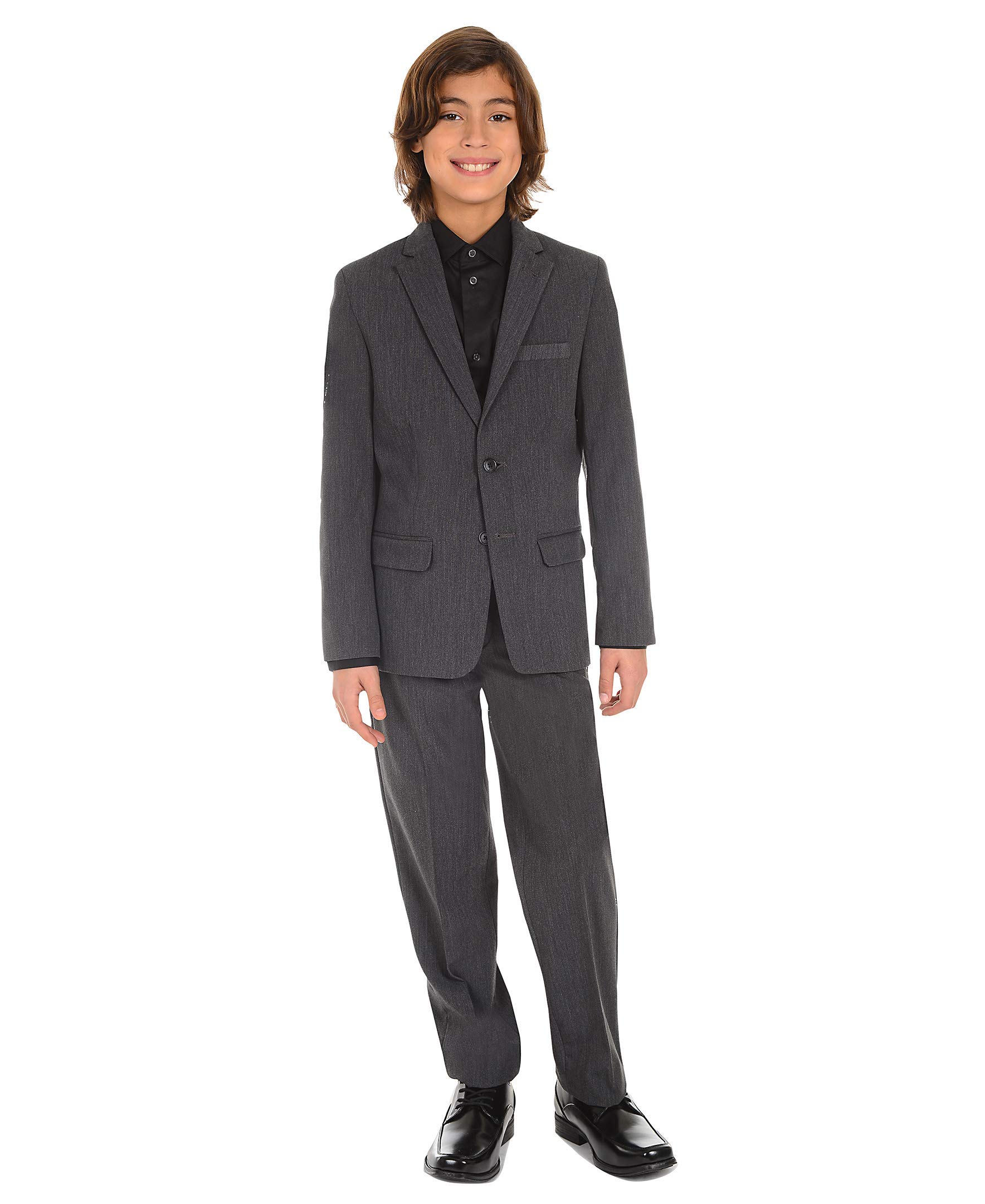 Calvin Klein Boys' Long Sleeve Sateen Dress Shirt, Style with Buttoned Cuffs & Shirttail Hem