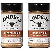KINDERS Creamy Steakhouse, French Onion, Whiskey Apple Buttery Buffalo & Parmesan Herb are Zero Calories, Zero Fat , Vegan & Keto Friendly Kinder Seasoning - [8.7 Oz Each] BETRULIGHT Value Pack of 2 (French Onion)