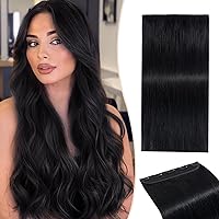 Real Hair Extensions Clip in Human Hair,SEGO One Piece Five Clips in Human Hair Extensions Jet Black Straight Clip in Remy Hair Extensions（22inch,55g）