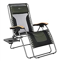 PORTAL Oversized Mesh Back Zero Gravity Reclining Patio Chairs, XL Padded Seat Folding Patio Lounge Chair with Adjustable Pillows and Cup Holder for Poolside Backyard/Lawn, Support 350lbs