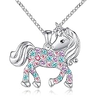 Fashion Colored Zircon Unicorn Necklace for Women Glamour Silver Plated Unicorn Jewelry for Girl Korean Fashion Accessories 1Pcs