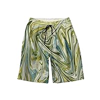Mens Beach Shorts Casual Hawaiian Elastic Waist Shorts Lightweight Camouflage Pants Drawstring Floral Summer Shorts
