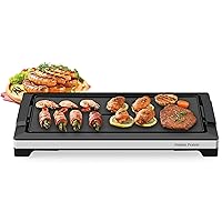 Electric Smokeless Indoor Griddle, Flat Top Grill, 1800W Fast Heat Up BBQ Grill, Large Nonstick Cooking Plate, 5 Levels Adjustable Temperature, Detachable & Dishwasher Safe, Cool-touch Handles, Black