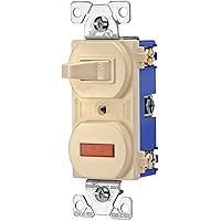 EATON Wiring 277V 15-Amp 120-volt Combination Single Pole Toggle Switch and Pilot Light with Back and Side Wiring, Ivory