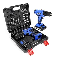 JAR-OWL Power Tools Combo Kit, Tool Box with 21 V Cordless Drill and 60 Accessories Hand Tools for Home Cordless Repair Tool Set, Blue