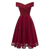 XJYIOEWT Wedding Guest Dresses for Women with Sleeves Spring,Vintage Floral Sexy Slim Dress Women Casual Solid Lace Holl
