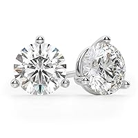 3.00CT Round Brilliant Cut, VVS1 Clarity, Colorless Moissanite Stone, 925 Sterling Silver Earring, Martini Set Screw Back Earrings, Perfact for Gift Or As You Want
