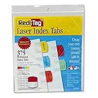 Laser Printable Index Tabs, Permanent Adhesive, 1-1/8 x 1-1/4 Inches, Bulk Packed, 375 Tabs Per Pack, Assorted Colors (39020)