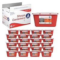 Dynarex 4626 Sharp Container, Provides a Safe Disposal of Medical Waste and Needles, Non-Sterile & Latex-Free, 1 Gallon, Made with Thermoplastic, Red with a Transparent Lid, Pack of 24