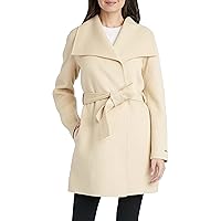 TAHARI Women's Lightweight Wool Wrap Coat with Tie Belt