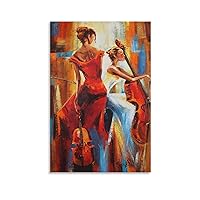 Beautiful Girl Playing Cello Oil Painting Art. Cello Art, Classical Music Cabin Decorative Aesthetics Art Posters Poster Decorative Painting Canvas Wall Art Living Room Posters Bedroom Painting 24x3