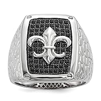 925 Sterling Silver and Black CZ Cubic Zirconia Simulated Diamond Brilliant Embers Mens Ring Jewelry for Men - Ring Size Options: 10 11 9