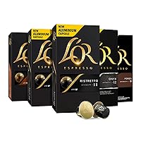 L'OR Intense Variety Pack Espresso Pods Compatible with Nespresso Machine Original Line & L'OR BARISTA System - 50 Aluminum Coffee Pods Intensity 9-12, 10 count (Pack of 5)