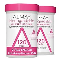 Almay Biodegradable Makeup Remover Pads, Micellar Gentle, Hypoallergenic, Fragrance-Free, Dermatologist & Ophthalmologist Tested, 120 count (Pack of 2)