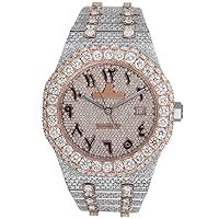Fully Iced Out White VVS Moissanite Swiss Automatic Movement Hip Hop Studded Arabic Dial Luxury Handmade Men's Watches