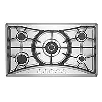 Empava 36 in. Gas Stove Cooktop with 5 Italy Sabaf Sealed Burners NG/LPG Convertible in Stainless Steel EMPV-36GC22, 36 Inch