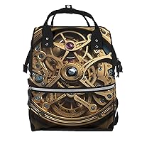 Cool Steampunk Gears Print Diaper Bag Multifunction Laptop Backpack Travel Daypacks Large Nappy Bag