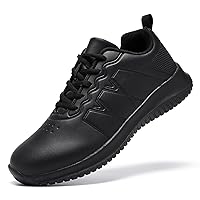 Non Slip Shoes for Women Food Service, Kitchen Chef Oil-Proof Slip Resistant Work Shoes Waterproof Comfort Lightweight Sneakers with Lace Up Black