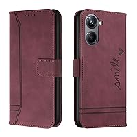 Cellphone Flip Case Compatible with Oppo Realme 10 Pro 5G Wallet Case ,Shockproof TPU Protective Case,PU Leather Phone Case Magnetic Flip Folio Leather Case Card Holders Protective Case ( Color : Verm