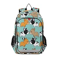 ALAZA Cute Puppy Dog French Bulldog Print Laptop Backpack Purse for Women Men Travel Bag Casual Daypack with Compartment & Multiple Pockets