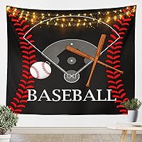 Baseball Field Tapestry Ball Bat Printed Boys Sports Games Tapestries Art Home Decorative Bedroom Door,Black Court Gray White Red Decor Wall Hanging for Teens Adult Present,(XL 70.9