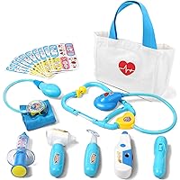 Liberry Doctor Kit for Toddlers 3-5 Years Old, 18-Piece Kids Doctor Bag Pretend Play Toys, Durable Medical Kit with Toy Stethoscope, Blue Doctor Gift for Boys Girls