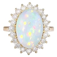 7.15 Carat Natural Multicolor Opal and Diamond (F-G Color, VS1-VS2 Clarity) 14K Yellow Gold Luxury Cocktail Ring for Women Exclusively Handcrafted in USA