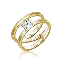 0.50 Carat Solitaire, Double Twin Band, Diamond Engagement Ring, 14K Yellow Gold, F+/VS+ Round Brilliant, IGI Certified Lab Grown Diamond Band