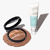 LAURA GELLER NEW YORK Balance-n-Brighten Powder Foundation, Tan + Spackle Super-Size Makeup Primer with Hyaluronic Acid, Hydrate