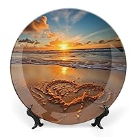 Beach Love Sunset Bone China Decorative Plate Ceramic Dinner Plates Decorative Plate Crafts for Women Men