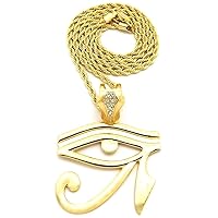 Eye Of Ra Gold Color Egyptian Pendant 24 Inch Long Rope Necklace