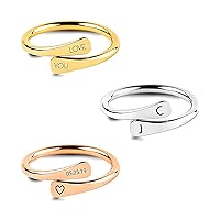 MignonandMignon Personalized Custom Wrap Ring Engraved for Women Double Name Date for Couples Pinky Ring for Men Stackable Customize Mothers Day Gift -RWR