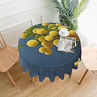 Yellow Chrysanthemum Round Tablecloth 60inch Circle Tablecloth Indoor and Outdoor Table Cover for Dining Party Decor