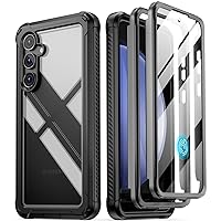 Poetic Guardian Case for Samsung Galaxy S23 FE 5G [20 FT Mil-Grade Drop Tested], Built-in Screen Protector [Work with Fingerprint ID],Full Body Shockproof Bumper Cover [Update Version], Black/Clear