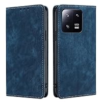 Leather Case Compatible for Xiaomi 13 Ultra 5G, Magnetic Flip PU Shockproof Wallet Cover Card Slots & Stand Function - Blue