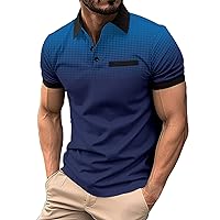 Mens Athletic Golf Polo Shirts Short Sleeve Button Down Blouse Shirts Classic Fit Muscle Gym Workout Athletic Tee Tops