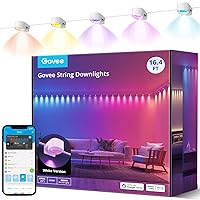 RGBIC String Downlights, Smart LED String Lights Works with Alexa, Color Changing Indoor Wall Light Fixture for Party, New Year, Home Decor, 16.4ft with 25 LEDs, Music Sync, White
