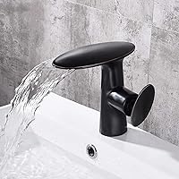 Faucets,Chrome/Black/White Basin Faucet Waterfall Faucet Bathroom Faucet Single Handle Basin Mixer Bath Faucet Brass Sink Water Modern Commercial Faucet/Black