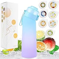 Air Water Bottle with 7 Flavor Pods, 650ML Fruit Fragrance Water Bottle, 0% Sugar Water Cup BPA Free, Sports Water Cup Suitable for Gym and Outdoor Sports (Blue+Cup brush)