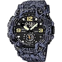 GABLOK Smartwatches Vintage Men's Watch 50m Isolated Rainwater Casual Sport Style Digital Clock PU Strap Watch Men Electronics (Color : Grey-Black1, Size : 1)