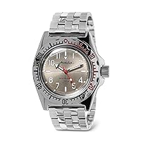 Vostok | Classic Amphibian Automatic Self-Winding Russian Diver Wrist Watch | WR 200 m | Fashion | Business | Casual Men's Watches | Model 110649 Steel Bracelet