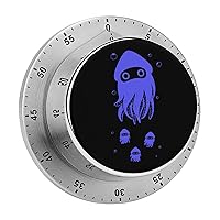 Happy Squid Family Stainless Steel Wind Up Timer 55 Minute Mechanical Alarm Countdown Timers for Cooking Workout