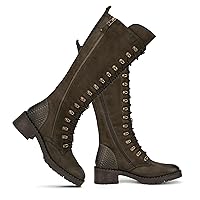 Vintage Foundry Co. Women's Naomi Handmade Mid Calf Boots w Adjustable Single Strap Laces Full Side Zipper Lug Sole Platform Casual Motorcycle Military Biker Goth Gothic Victorian Engineer Comic Con