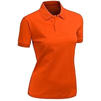 Women's 100% Cotton PK Silket Polo Dri Fit Collar Short Sleeve T-Shirt Orange XXXL