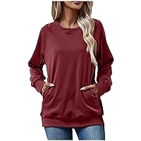 Women Long Sleeve Shirts Fall Casual Tops Dressy Blouses Fashion Tunic Sweater Elastic Shirts Crewneck Sweatshirts